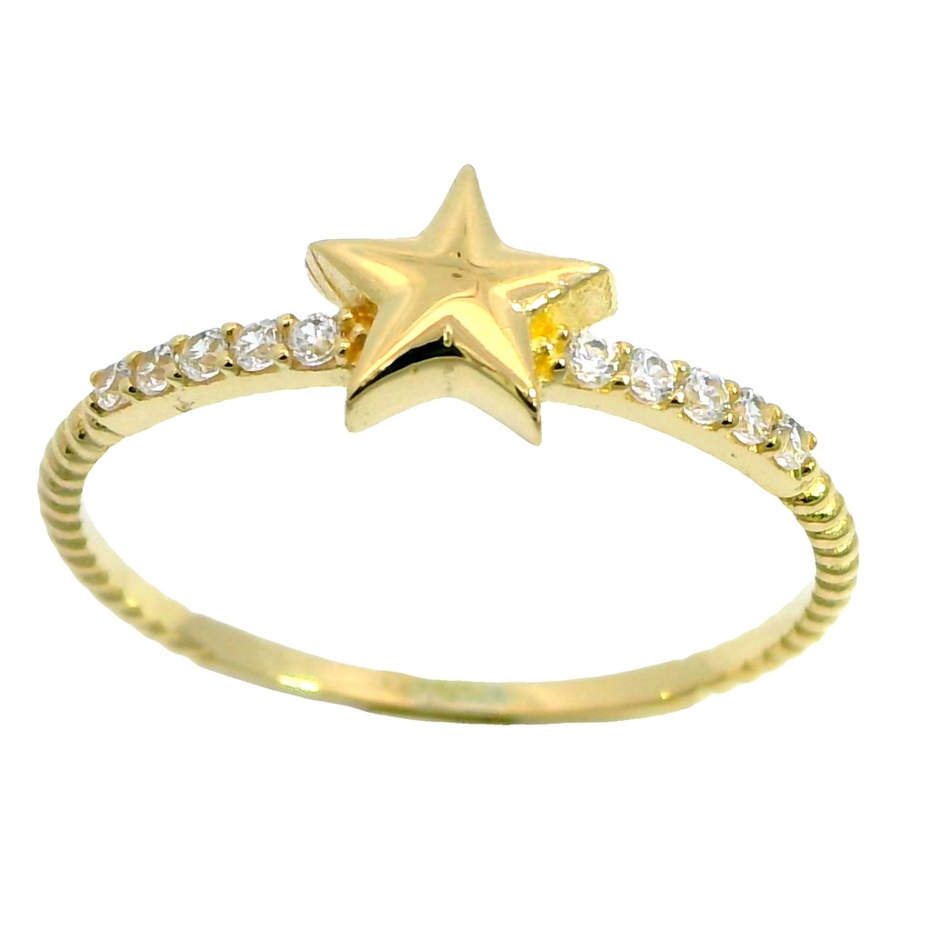 STAR AND CZ GOLD RING.