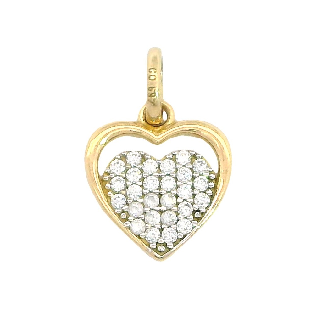 11x9MM HEART PENDANT WITH CZ.