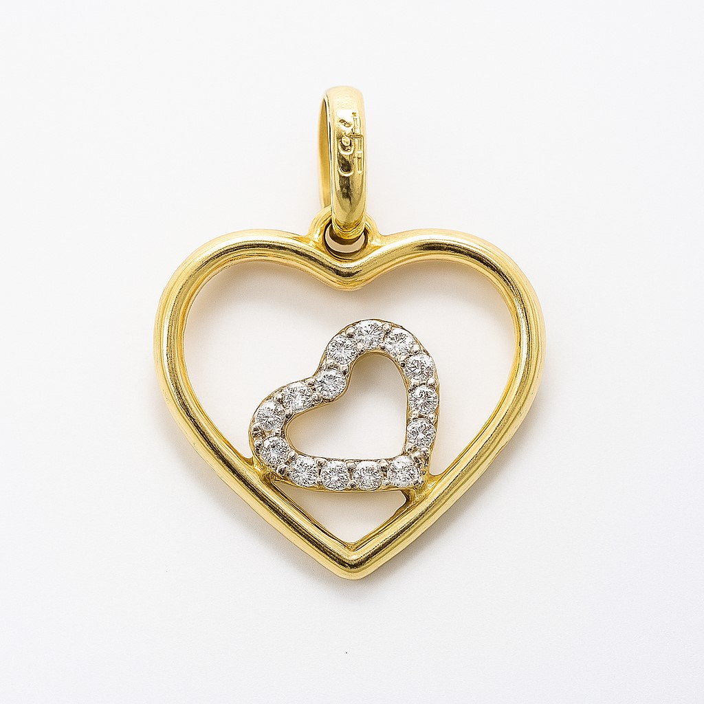 COLGANTE DOBLE CORAZON CON CIRCONITAS.13x12MM.