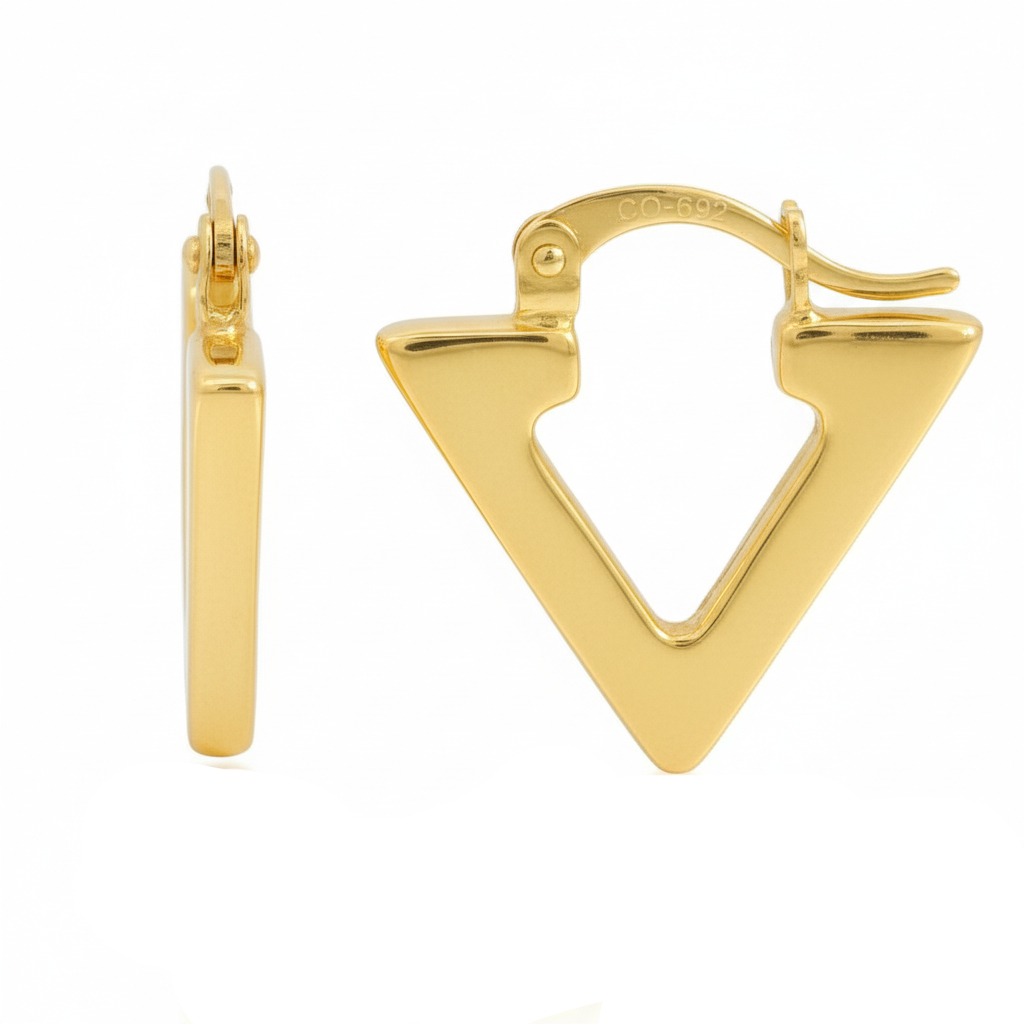 TRIANGLE HOOP EARRINGS.