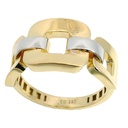 TWO TONE LINK GOLD RING.