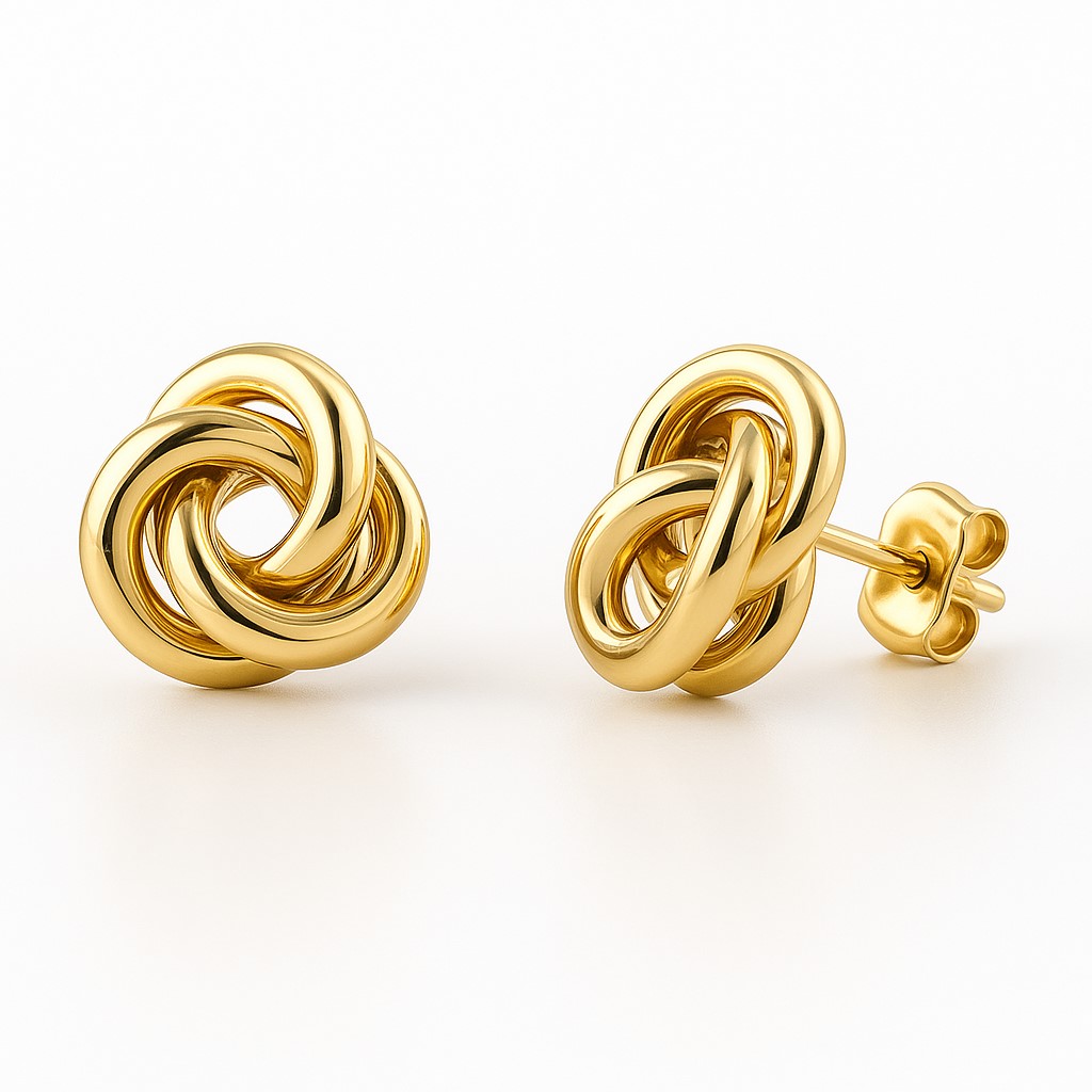 9MM KNOT EARRINGS.BUTTERFLY CLASP.