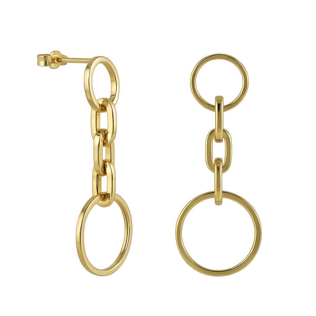 31MM CIRCLES AND LINKS DANGLING EARRINGS.