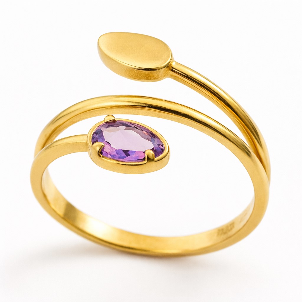 SORTIJA CON AMATISTA DE 6x4MM.