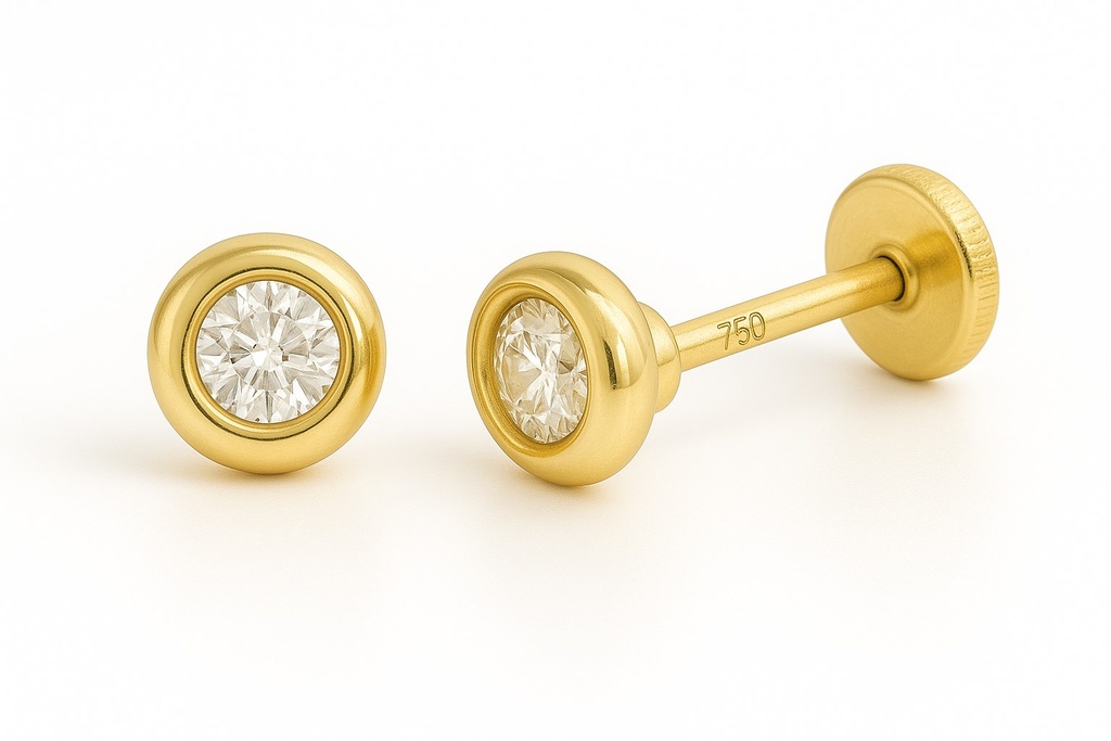 PENDIENTES CHATON CIRCONITA DE 3MM. PRESION.