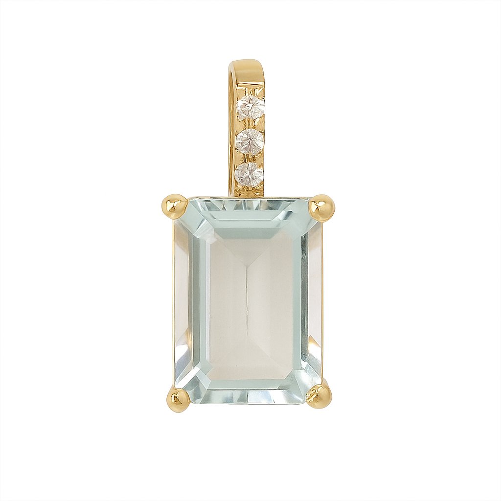 COLGANTE AGUAMARINA 7x5MM 0.98 CT 3 BRILLANTES 1MM H-SI 0.015 CT TW