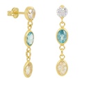 PENDIENTES LARGOS 24MM CON 1 PIEDRA EN COLOR AGUA MARINA