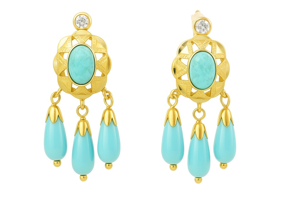 6x4MM CAMEO EARRINGS TURQUOISE COLOR.27MM
