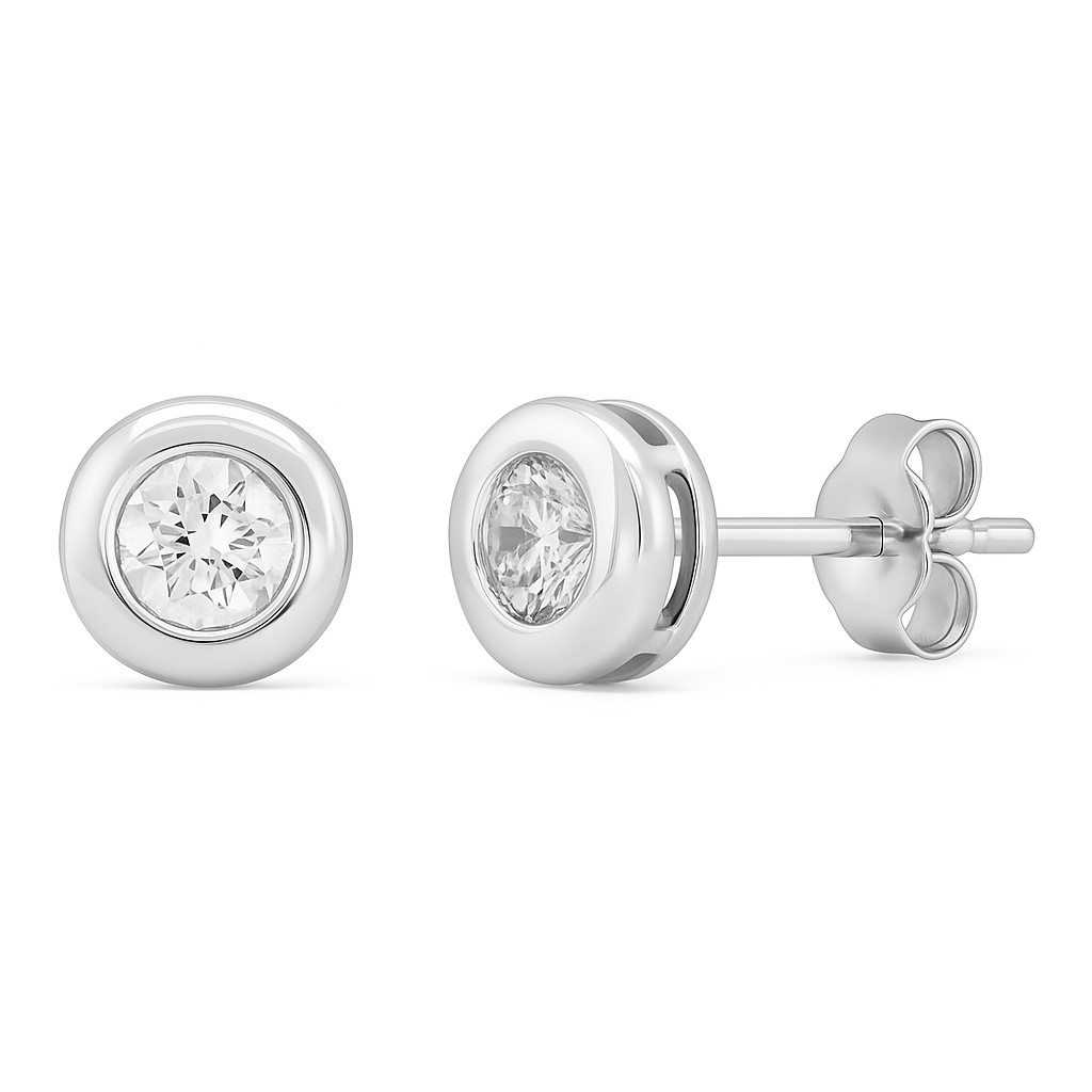PENDIENTES CHATON FUNDICION 6MM. BRILLANTES H-SI1 0.50 CT TW