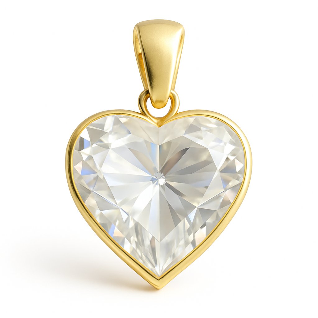 8x8MM HEART CZ PENDANT.