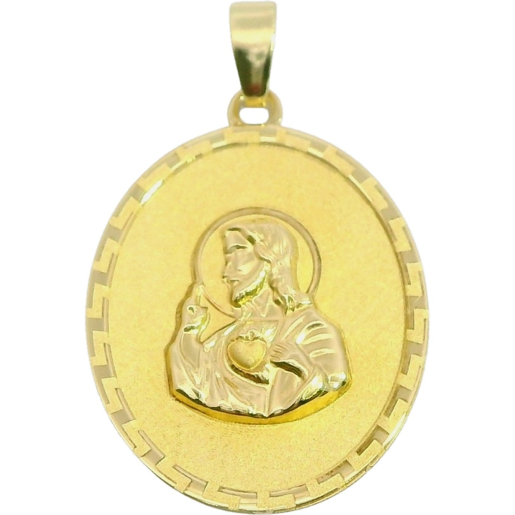 MEDALLA SAGRADO CORAZON DE JESUS OVAL CON GRECA.15X19MM