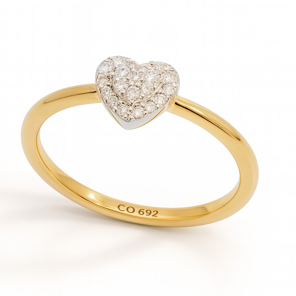 HEART SHAPED DIAMOND RING.QUALITY SI.COLOR H.0.10 CT TW