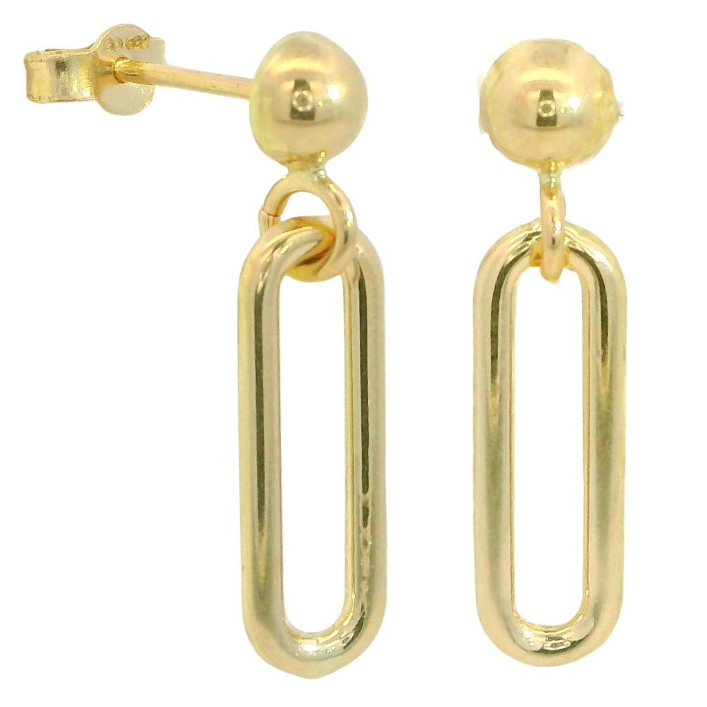 PENDIENTES MEDIA BOLA Y ESLABON.20MM.