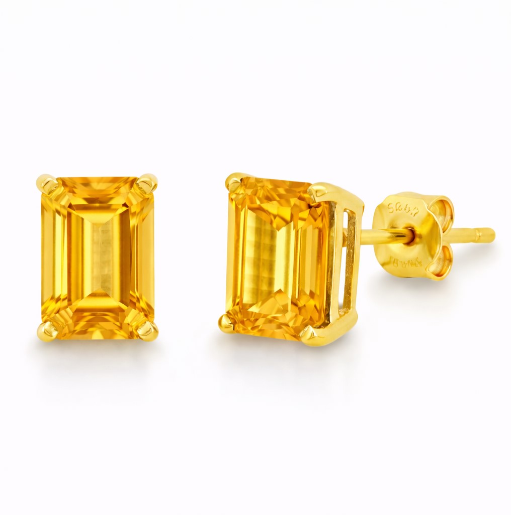PENDIENTES CITRINO SEMIPRECIOSO 7x5MM.PRESION.