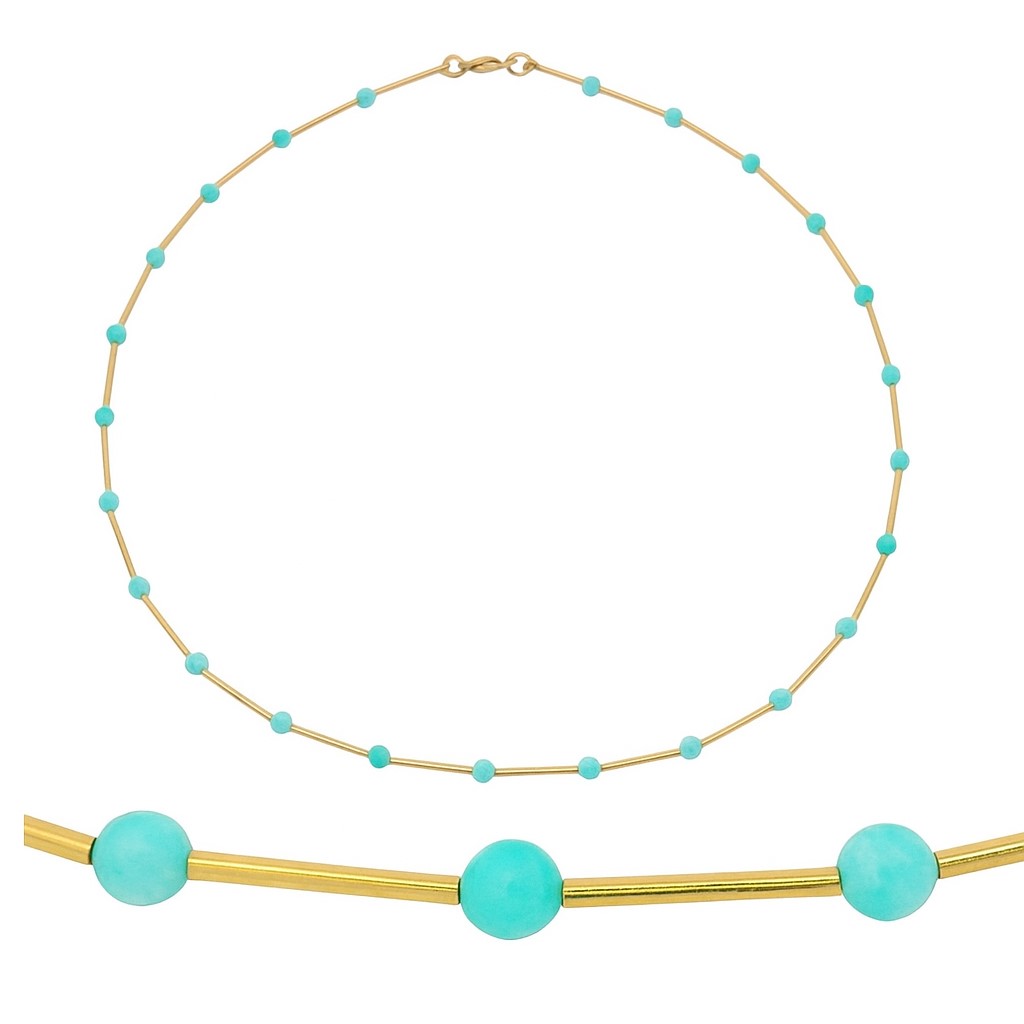 GOLD TUBES AND AMAZONITE NECKLACE