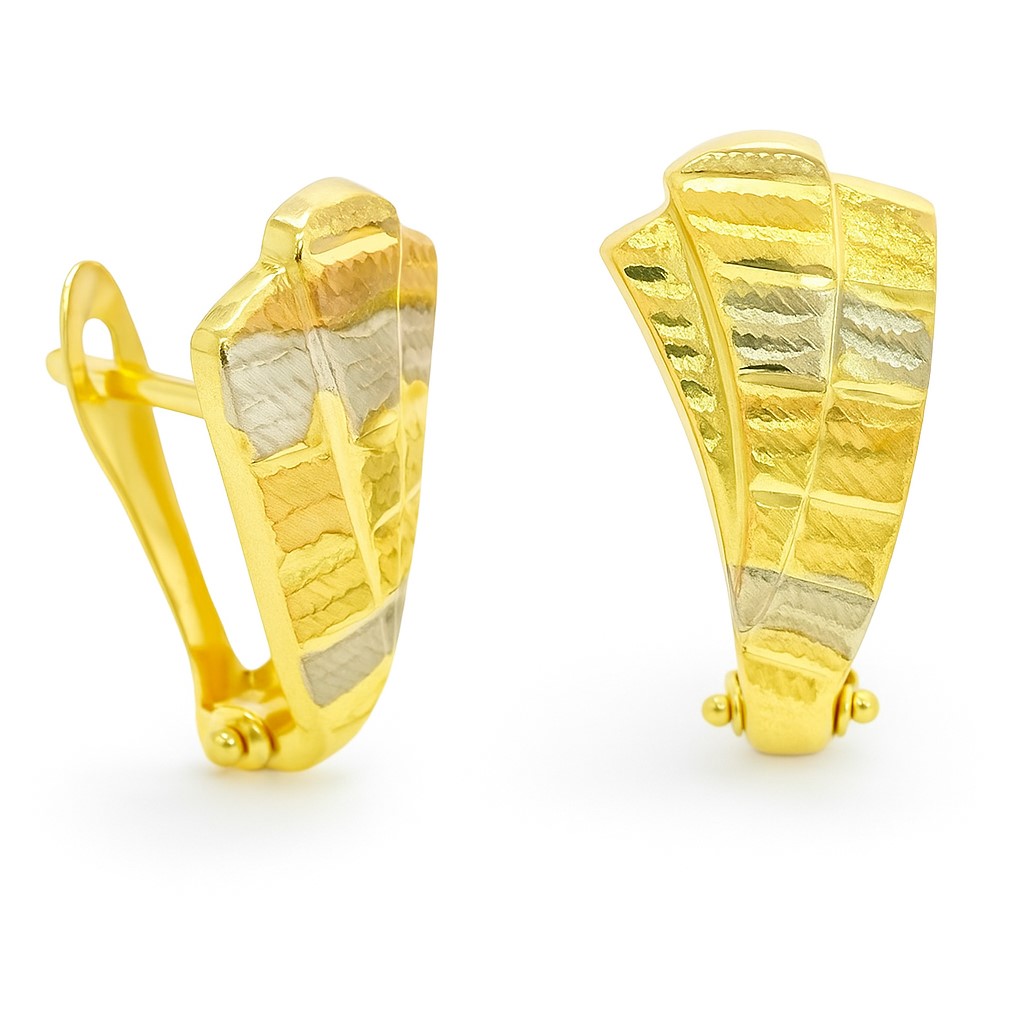 TWO TONE LEVERBACK EARRINGS.19x9MM