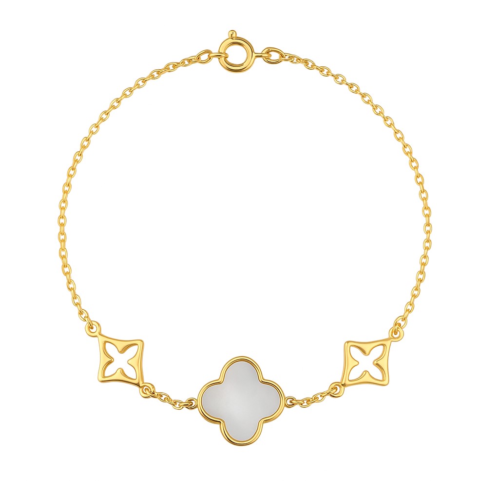 PULSERA FLORES Y NACAR.17CM.MOTIVO DE NACAR 10MM.
