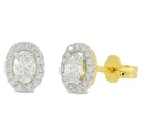 OVAL STUD EARRINGS WITH DIAMONDS.QUALITY SI, COLOR H.0.34 CT TW
