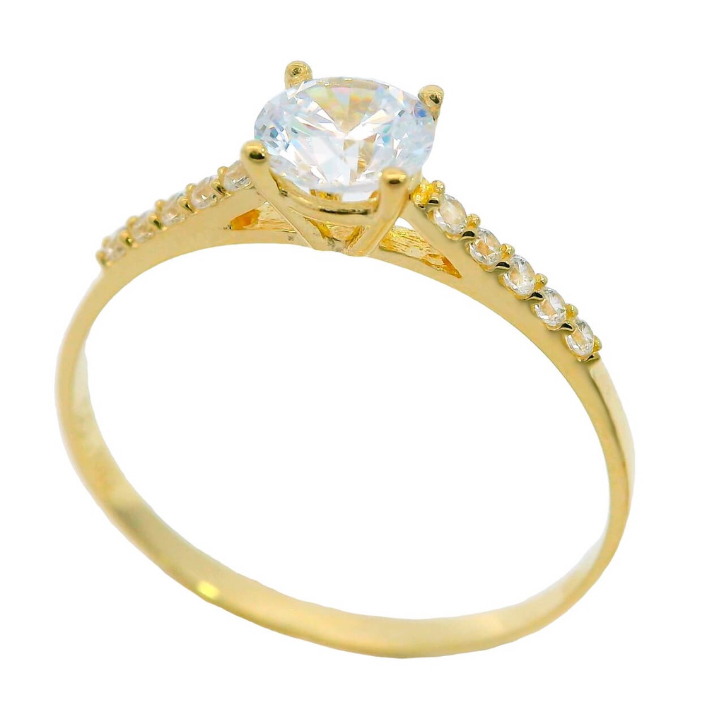 5MM CZ SOLITAIRE RING.9 KARAT GOLD
