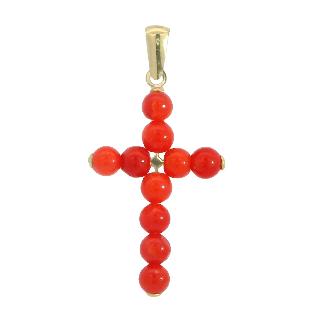 CRUZ BOLAS 3MM CORAL NATURAL.20x14MM.