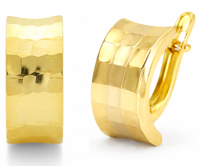 MEDIOS AROS TALLADOS CIERRE CATALAN.13x7MM. 9KILATES