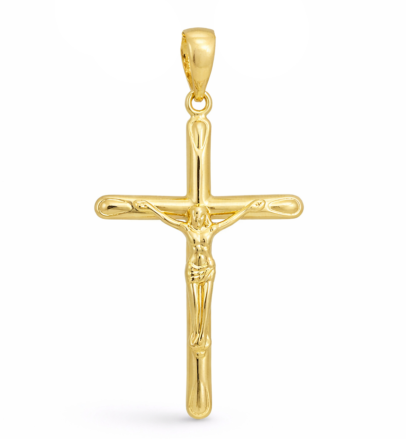 CRUZ CON CRISTO 32x19MM.9 KILATES