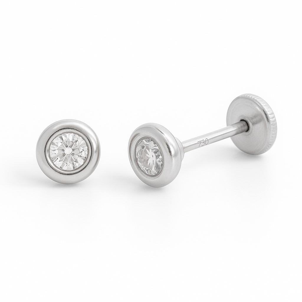 PENDIENTES CHATON CIRCONITA DE  2.5MM.ROSCA.BLANCO.