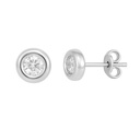 PENDIENTES CHATON CIRCONITA DE  3MM. ORO BLANCO.PRESION.