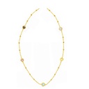 5 COLORED HEART CZ AND GOLD BALLS NECKLACE.9 KARAT