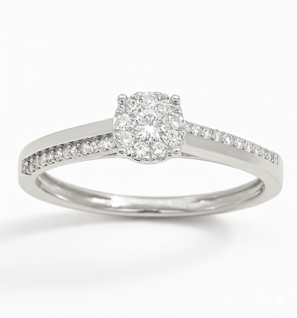 SORTIJA PRINCESA BRILLANTES 1/0.045+9/0.054+22/0.051 H-SI.0.25 CT TW