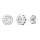 6MM STUD DIAMOND BEZEL WHITE GOLD EARRINGS.DIAMONDS H-SI 0.40 CT TW.