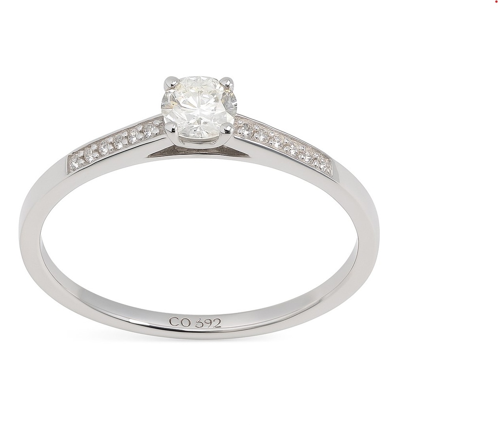 WHITE GOLD DIAMOND RING.QUALITY SI 1 ,COLOR H.0.14 CT TW
