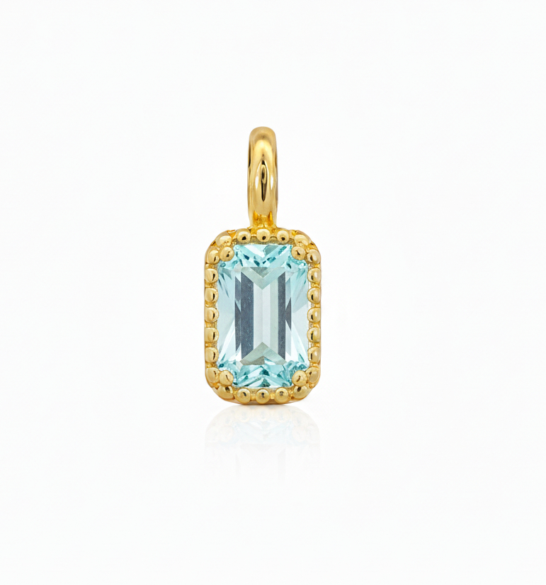 6x4MM AQUAMARINE COLOR CZ PENDANT.9 KARAT