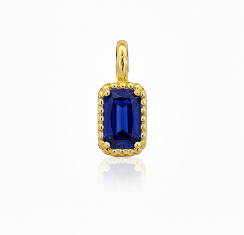6x4MM NANO SAPPHIRE PENDANT.9 KARAT GOLD