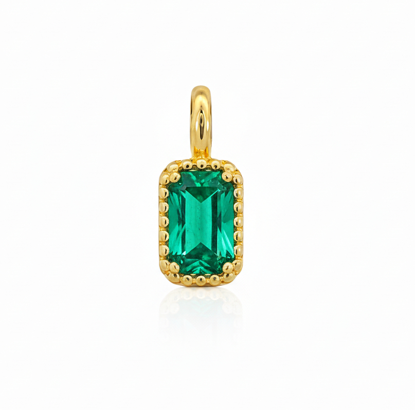 COLGANTE OCTOGONO NANO ESMERALDA DE 6x4MM.9 KILATES