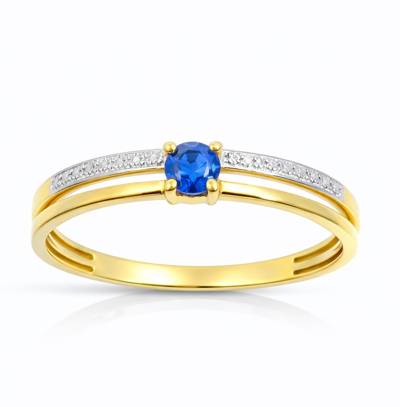 NANO SAPPHIRE TWO TONE GOLD RING.9 KARAT