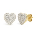DIAMOND STUD EARRINGS HEART SHAPED.QUALITY HS,COLOR H.0.21 CT TW