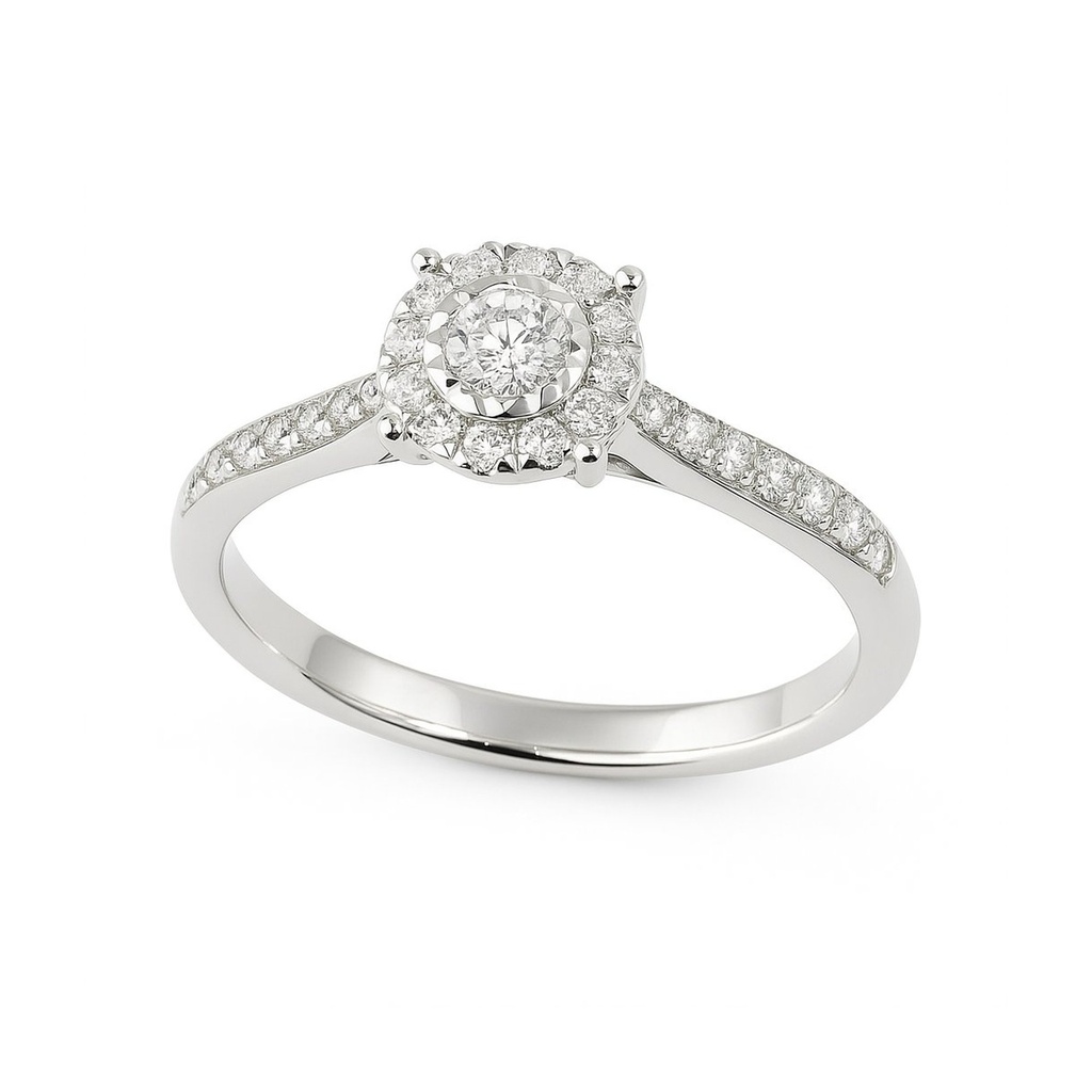 SORTIJA  BRILLANTES DI 10 RD 0.10 CT  SI-H 14 SC 0.09 1RD 0.10 2RD 0.011 CT.0.30 CT TW