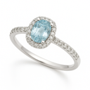 WHITE GOLD DIAMOND AND AQUAMARINE RING.QUALITY VSI.COLOR H,0.22 CT TW OF DIAMOND.0.42 CT AQUAMARINE
