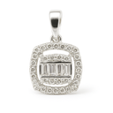 WHITE GOLD SQUARE DIAMOND PENDANT.QUALITY SI.COLOR H.0.16 CT TW