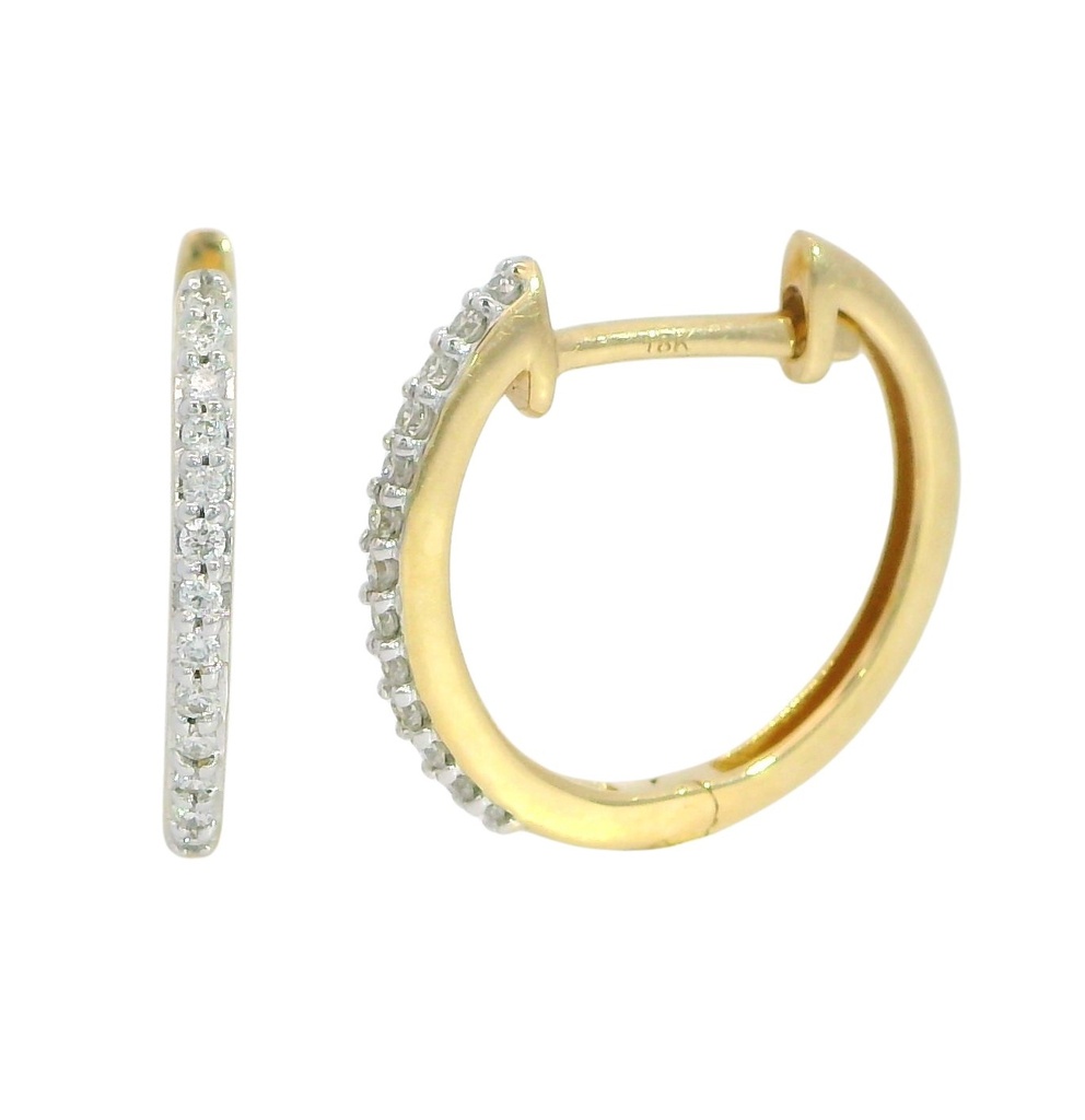 DIAMOND HUGGIE HOOP EARRINGS.QUALITY SI.COLOR H.0.10 CT