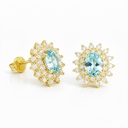 PENDIENTES CUAJO CIRCONITA COLOR AGUAMARINA DE 5x4MM.9 KILATES