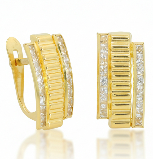 13x8MM LEVERBACK EARRINGS WITH CZ