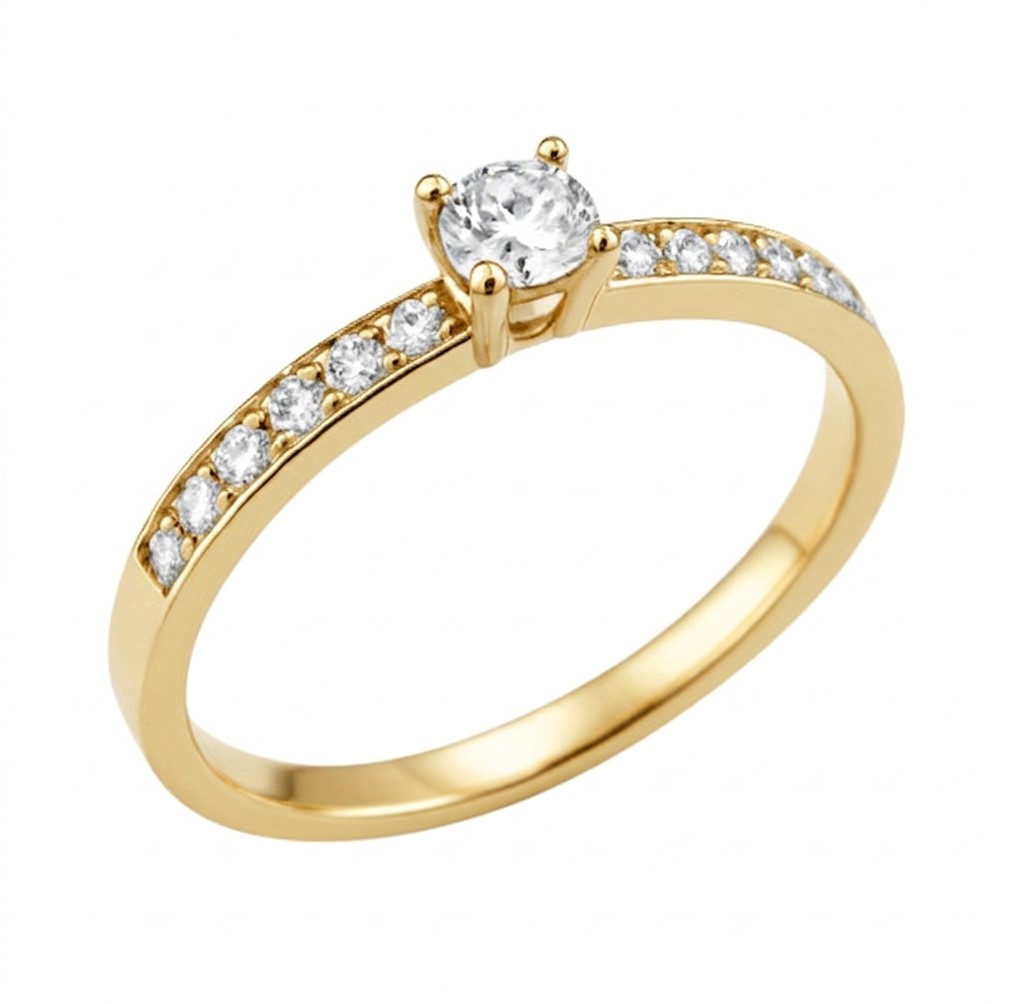 SORTIJA  BRILLANTES DI 10 RD 0.15 CT DI 1 RD SI-H 0.15 CT TW