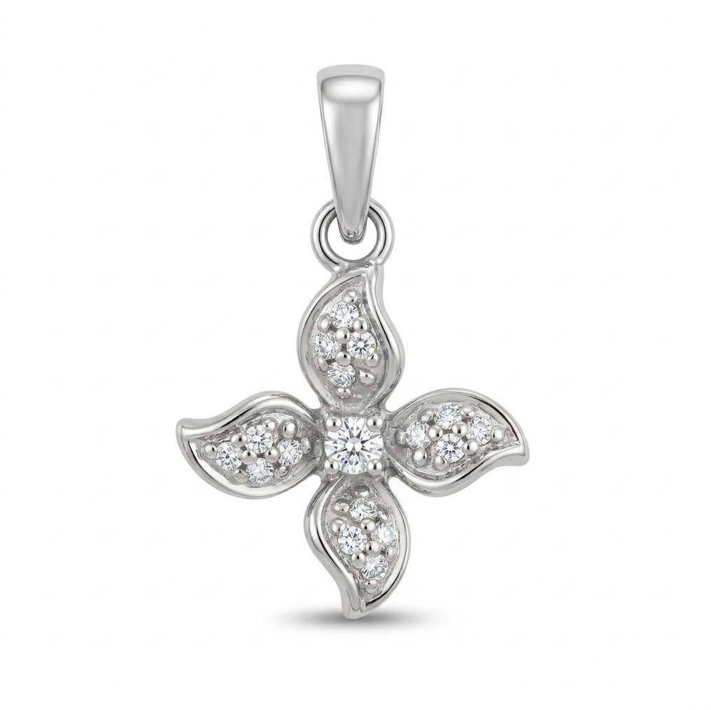 COLGANTE  FLOR CON BRILLANTES 0.07CTS