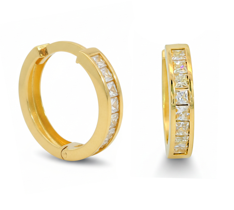 AROS CON CIRCONITAS 12x2'5MM. 9 KILATES