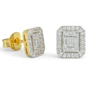 SQUARE DIAMOND STUD EARRINGS.QUALITY HS,COLOR H.0.27 CT TW