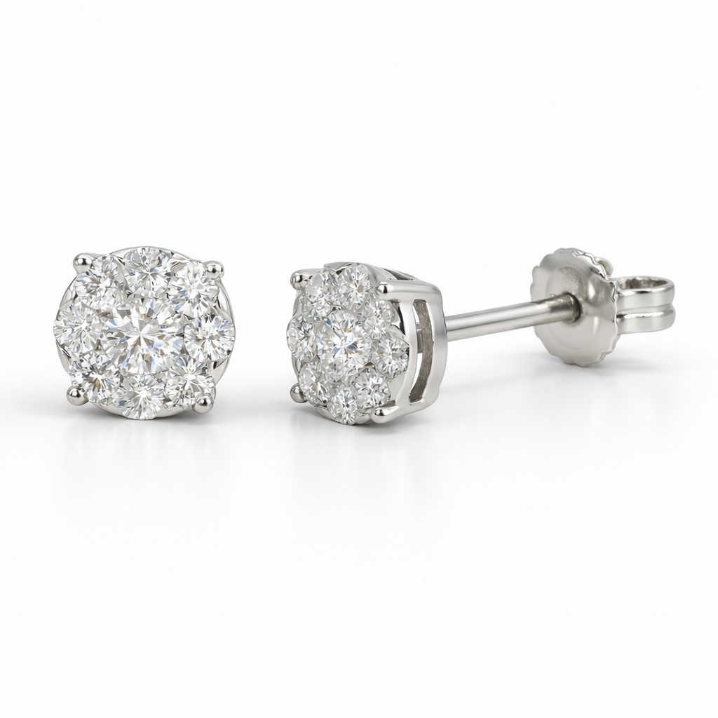 DIAMOND STUD EARRINGS.QUALITY SI,COLOR H.0.33 CT TW.