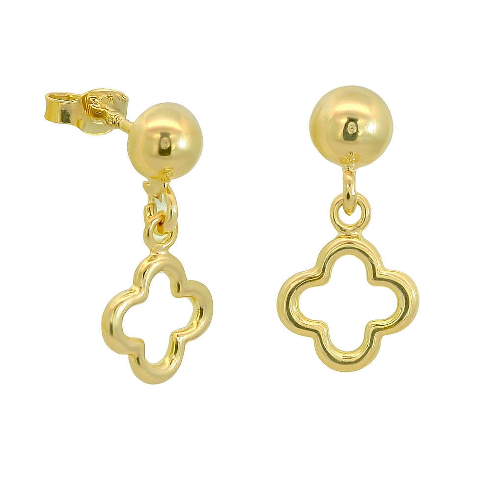 15MM FLOWERS AND HALF BALL DANGLING EARRINGS.