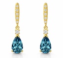 6x4MM LONDON BLUE TOPAZ AND CZ DANGLING EARRINGS.18MM